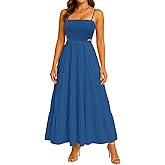 Womens Spaghetti Strap Sundress Casual Summer Long Maxi Dress Smocked A Line Swing Cocktail Party Vacation Dresses