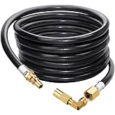 Eazy2hD 12FT RV Propane Hose with Blackstone Elbow Adapter, Low Pressure LP Quick Connect Hose for RV Grill Blackstone 17"/22