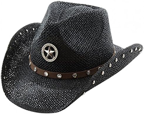 Studded Rhinestone Shapeable Cowboy Hat, Black