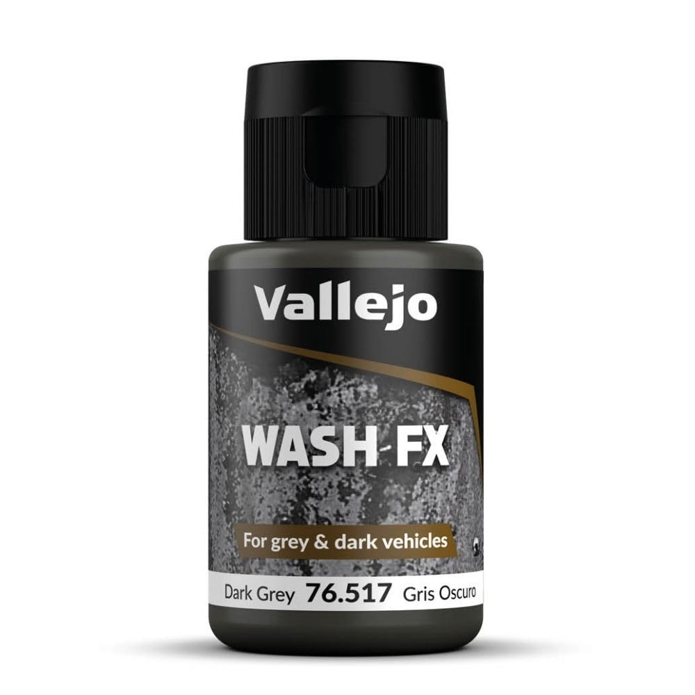 Vallejo Wash FX Acrylic Paint, Grey for Easy Shadow and Light Effects, 35 ml for Model Making and Miniatures