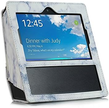 Amazon Echo Show Case (2017) huapin Premium PU Leather Carrying Case with portable handle Sleeve Skins Anti-Skid Protective Cover for Amazon Echo show (white)