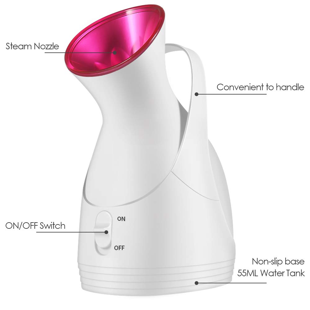 Facial Steamer, 2020 New Nano Ionic Face Steamers Warm Mist Facial Humidifier with 4 Pieces Blackhead Remover Kit for Women Moisturizing Cleansing Pores: Beauty
