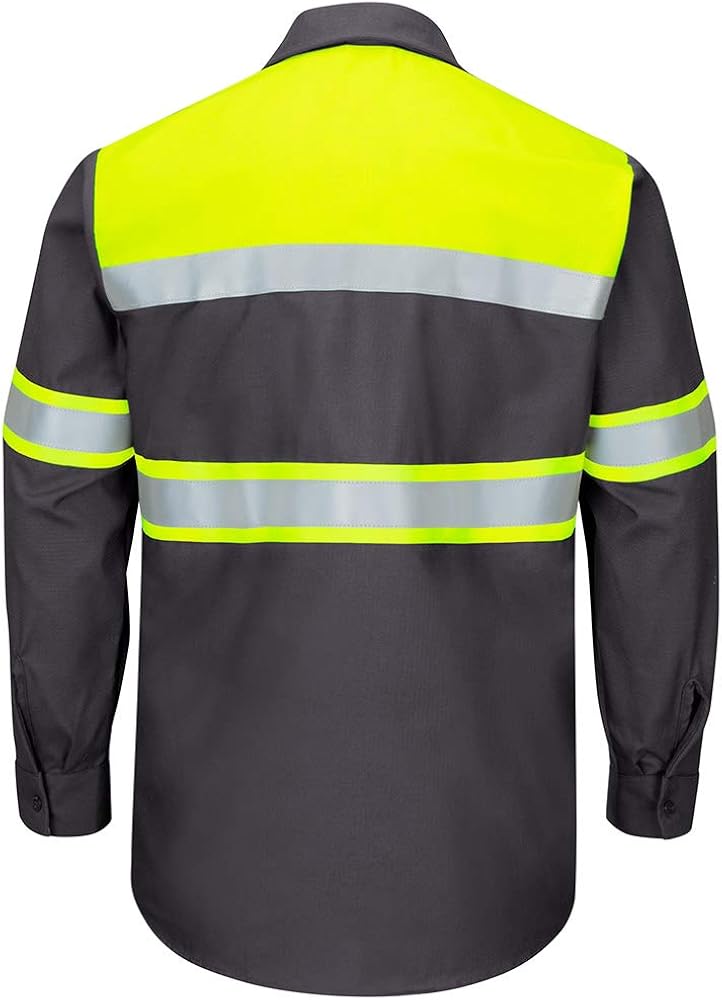 Red Kap Men's Hi-vis Ls Colorblock Ripstop Work Shirt-Type O, Class 1: Clothing