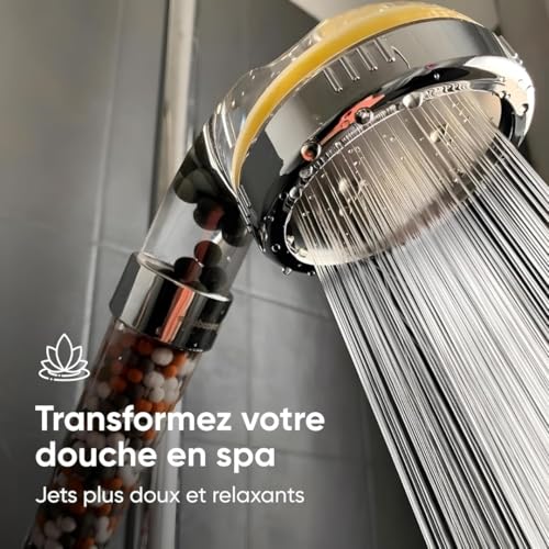 Aecodune XL Vitamin C Premium Shower Head with Water Filter - Become Sublime - Anti-Limescale Shower, Removes 99% Chlorine & More - Beauty & Purity - Eco Water Filter with Scents & Pressure