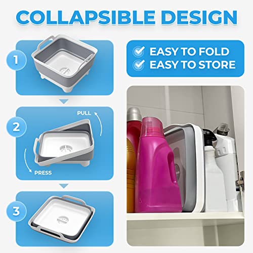 Vamako 9L Collapsible Dish Tub Portable Sink, Folding Laundry Tub