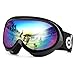 Odoland Kids Ski Goggles, Snowboard Goggles for Youth Skiing Age 8-16, Snow Goggles S2 Double Lens Anti-Fog UV400 Protection, Black Frame Color Lens VLT 24%