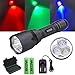 Blood Tracking Light for Deer Hunting Accessories UV Green Red Flashlight with 18650 Battery Pressure Switch Weapon Tactical Flashlights Hog Predator Coyote Long-range Shooting