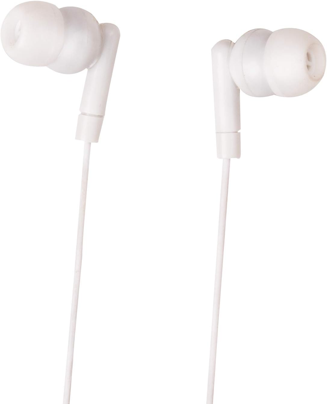 JustJamz Basic Pearl White Headphones Disposable Earbuds Bulk Earphones