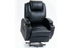 Trustyue Upgraded Power Lift Recliner Chair with Massage & Heat, Powerful Motor, Max 155° Reclining, Standing Assistance for Elderly, USB & Type-C Ports, Cup Holders, PU Leather Black