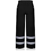 TCCFCCT Hi Vis Rain Pants Rain Suits for Men Waterproof, High Vis Rain Pants with Hood, High Visibility Rain Gear for Safety Work, Class 3 Reflective raincoat for Outdoors, L-XL Black P