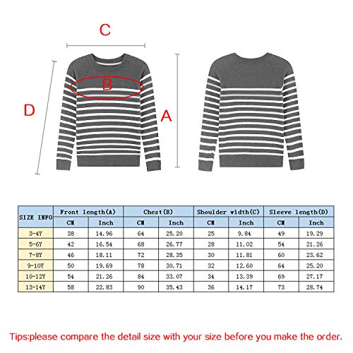 Adory Sweety Tops Sweater for Kids Baby Boy Toddler Soft &Cute Crew Neck Stripe Long Sleeve Pullover (Blue, 6Y)