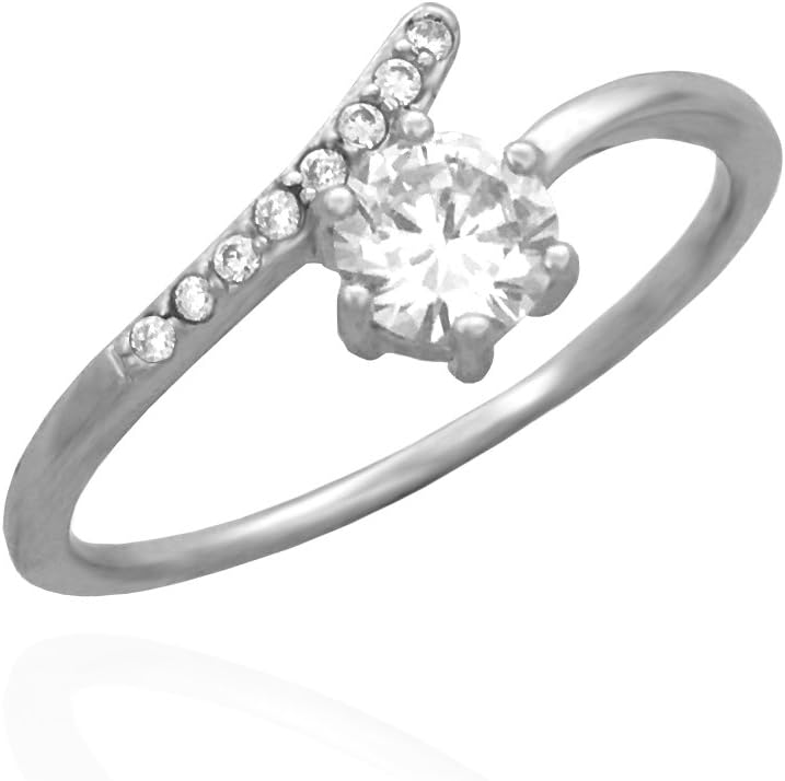 Sofia Milani Ladies’ Curved /Twisted Solitaire Ring, 925 Sterling Silver with 9 Cubic Zirconia, Includes Gift Box – 10137