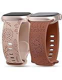 Minyee 2 Packs Floral Engraved Band Compatible with