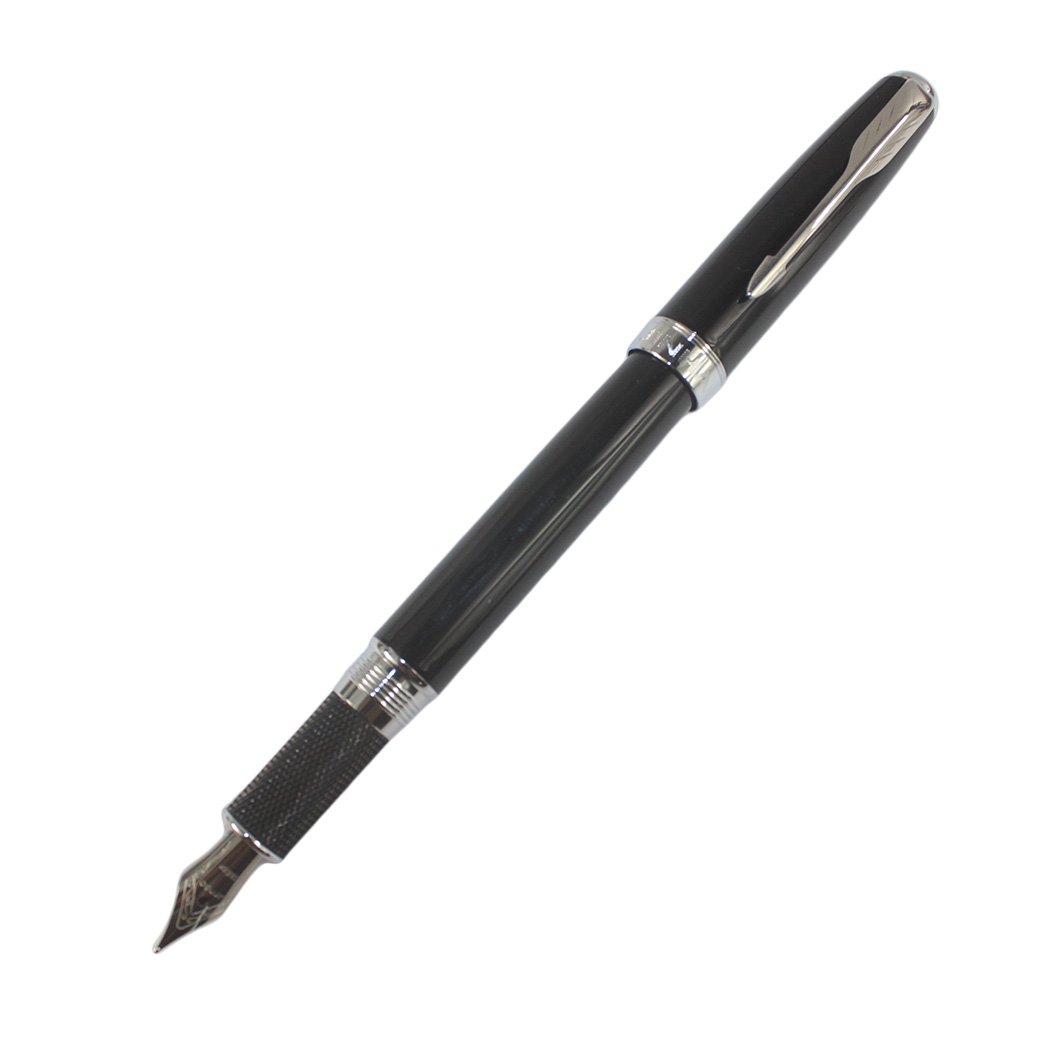 Gullor Advanced Jinhao 601 Black Fountain Pen with Silver Clip