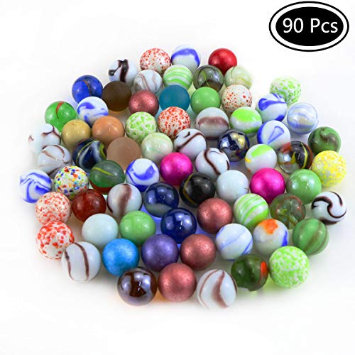 Faxco 90Pcs Coloured Game Marbles, Glass Marbles Bulk, Checkers Glass Marbles, Fishbowl Ornaments, Glass Marbles Toys - Thumbnail 5