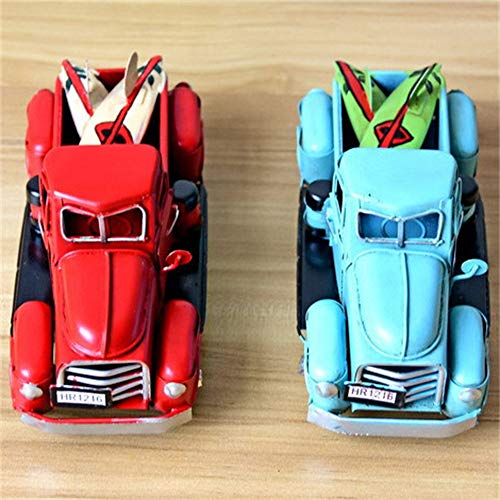Livoty Vintage Looking Antique Handcrafted Truck Vehicle Car Model Christmas Ornament Kids Xmas Gifts Toy Table Top Decor (Blue)