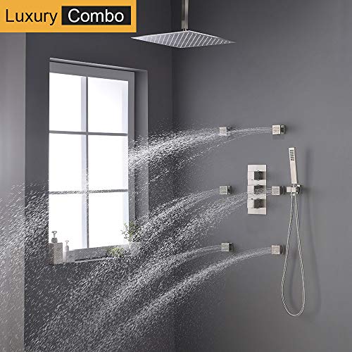 Homekicen Rain Shower Head System 16 inch Ceiling Square Rainfall
