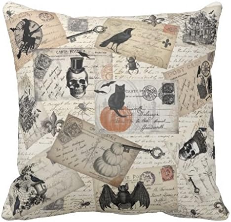 Modern Vintage Halloween Postcards Pillow Case