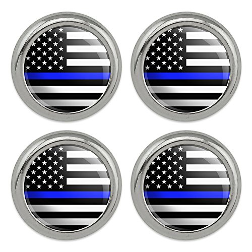 Thin Blue Line American Flag Metal Craft Sewing Novelty Buttons - Set of 4