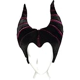 Maleficent Costume Headpiece - Black Horned Hat with Dark Purple Stripes and Adjustable Fit