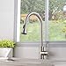 KINGO HOME Commercial High Arch Stainless Steel Single Lever Brushed Nickel Pull Down Sprayer Kitchen Faucet, Kitchen Sink Faucet with Dual Function Spout Sprayer