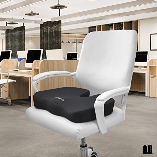 MUBSON Cojin para Coxis y Ciatica de Gel para Mejorar Postura y Reducir Dolores de Espalda. Cojin para Silla Gamer o de Oficina. Cojin Ortopedico con Base Antideslizante. Coccyx Seat. Donut Pillow