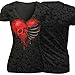 ONEMORES(TM) New Summer Women Punk Style Skull Print Shirt Short Sleeves V-neck Tank Top Cotton Casual Tops Shirt