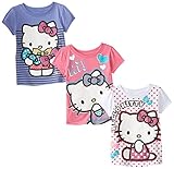 Hello Kitty Little Girls' Value Pack T-Shirt Shirts, Purple/Pink/White, 6