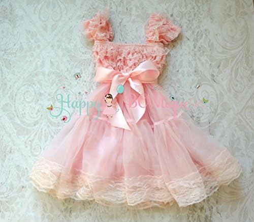 Baby Pink Bow Babydoll Chiffon Lace Dress, Baby Girl Pink Flower Girl Dress