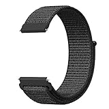 Fintie Band Compatible with Galaxy Watch 46mm / Gear S3 Frontier Classic Smartwatch, 22mm Lightweight Breathable Nylon Replacement Sport Loop Wrist Strap for Men Women - Black [Large]