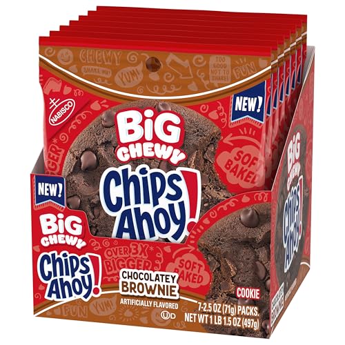 CHIPS AHOY! BIG CHEWY CHOCOLATE CHIP COOKIES, CHOCOLATEY BROWNIE, 14 SNACK PACKS (1 COOKIE PER PACK)