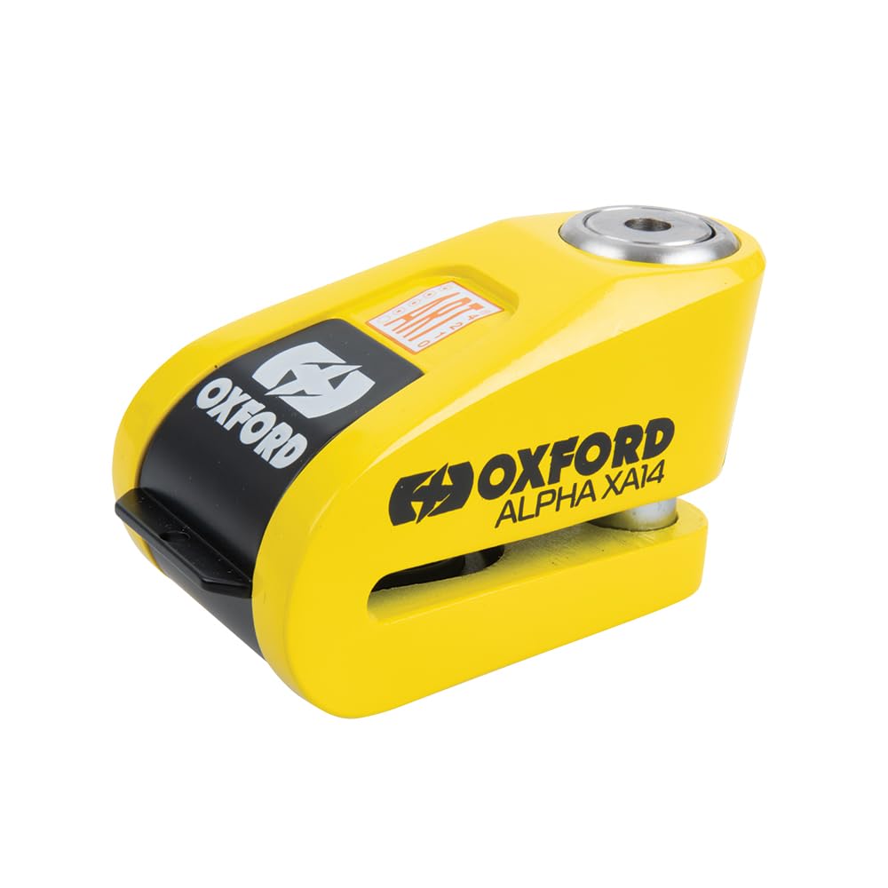 Oxford LK217 Alpha XA14 Alarm Disc Lock (14mm pin) Yellow Black