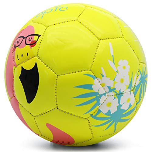 PP PICADOR Toddler Soft Soccer Ball Cute Cartoon Kids Ball Toy Gift with Pump for Children, Girls, Boys, Student, Kindergarten (Yellow Flamingo, Size 3)