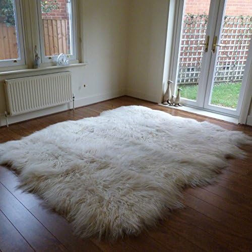 Natural Icelandic Sheepskin Rug with Long, Soft & Fluffy Wool (Octo: 205x225cm)