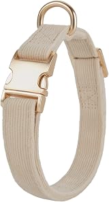 YUDOTE Ultra-soft Dog Collar Cotton Corduroy Small Dogs Creamy White view 5