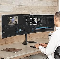 VIVO Dual LED LCD Monitor Mount, Free-Standing Desk