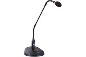 BOYA Desktop Condenser Podium Microphone, 18" Bi-fold Gooseneck Microphone with Mute Button&LED Indicator, XLR Mic for Confer