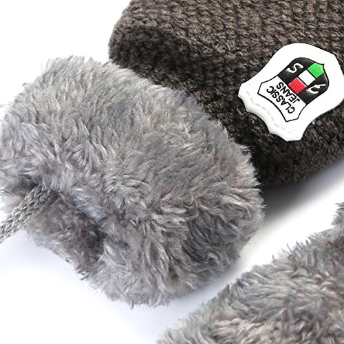 Winter Warm Baby Gloves Mittens - Infant Toddler Kids Knit Plush Lined Gloves Mittens with String for Baby Girls Boys 6 Months - 5 Years (Grey)