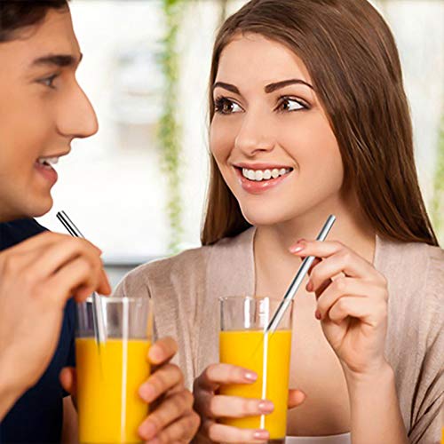 QTTO Strohhalm Edelstahl, 8er Set Wiederverwendbare Metall Trinkhalme, Mit 2 Reinigungsbürsten, Umweltfreundlich… – Bild 4