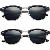 Pro Acme Classic Semi-Rimless Polarized Sunglasses for Women Men | Retro Browline Driving Shades with Metal Rivets and UV400 Protection, Lightweight Eyewear for Travel and Everyday Wear