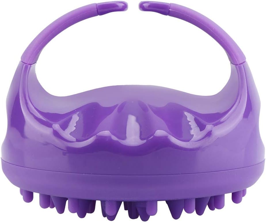 Shampoo Brush,Round Silicone Shampoo Shower Massage Brush Soft Bath Cleaning Brush Scalp Massage(Purple)