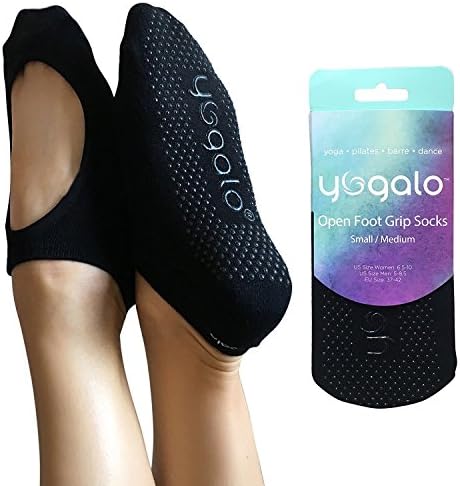 Yoga Pilates & Barre Grip Socks, Non Slip, Non Skid, Open Foot Sock (Black, Small/Medium (Women 5-10 Men 4-9)) New