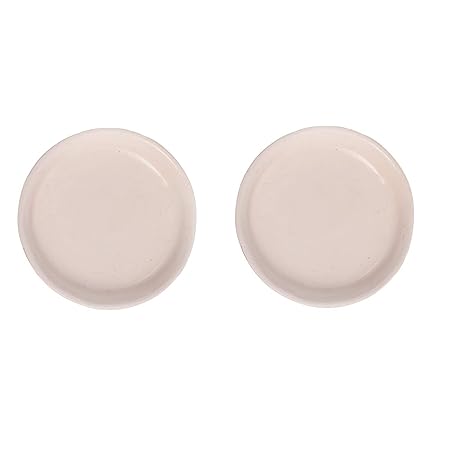Lasaki Ceramic Circular Plate Tray (Set of Two) Ceramic Plates for Indoor Plants,Planters,Flower Plate.(Color: White Hp) Cir003