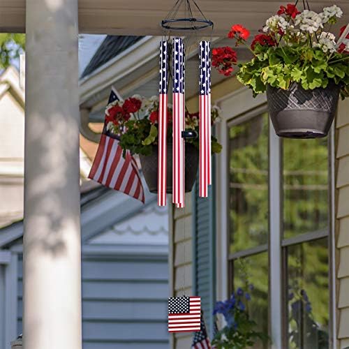 American Flag Wind Chime Large Outdoor Patriotic Windchime with