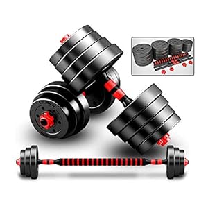 FXH Adjustable Dumbbells Set 2 In 1 Weight Training Barbell Sets 10/15/20/30/40KG Lifting Dumbells for Gym Workout Home, Exercise- Strength Training Equipment