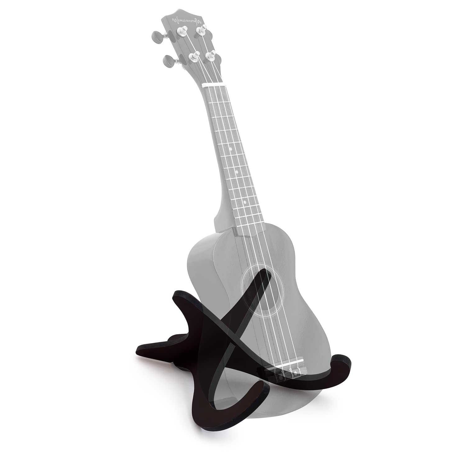 World Rhythm WR-307-BK Wooden Ukulele Stand - Detachable Stringed Instrument Holder - Black
