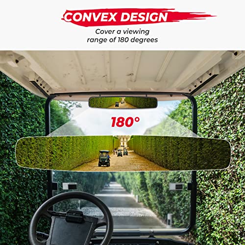 Kemimoto Golf Cart Rear View Mirror, 17" Extra Wide Panoramic Rearview