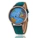 Lucoo Women's Global Travel By Plane World Map Dress Watch Denim Faux Leather Wrist Watches (Green)