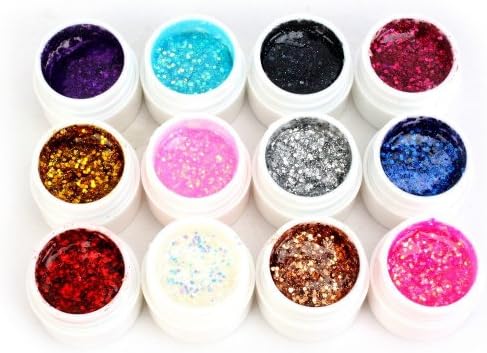 Shari Shiny 12 Color Glitters Sequin Nail Art Tips Builder Cover UV Gel DIY Decoration