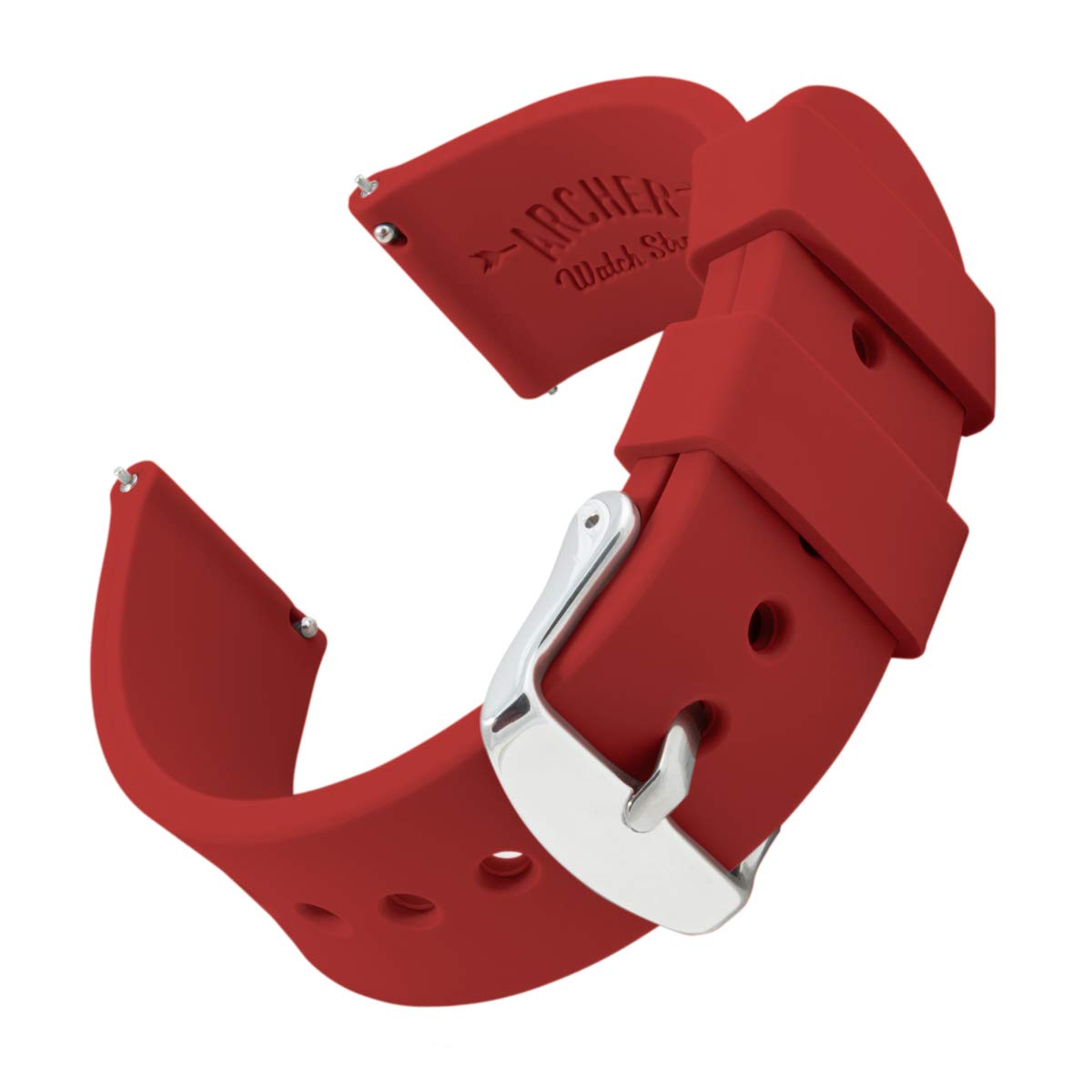 Archer Watch Straps - Soft Silicone Quick Release Watch Bands (Venetian Red, 21mm)
